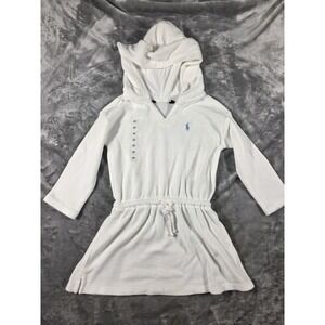 NWOT *READ* Ralph Lauren Toddler Girls 2T Hooded White Terry Swimsuit‎ Cover-up